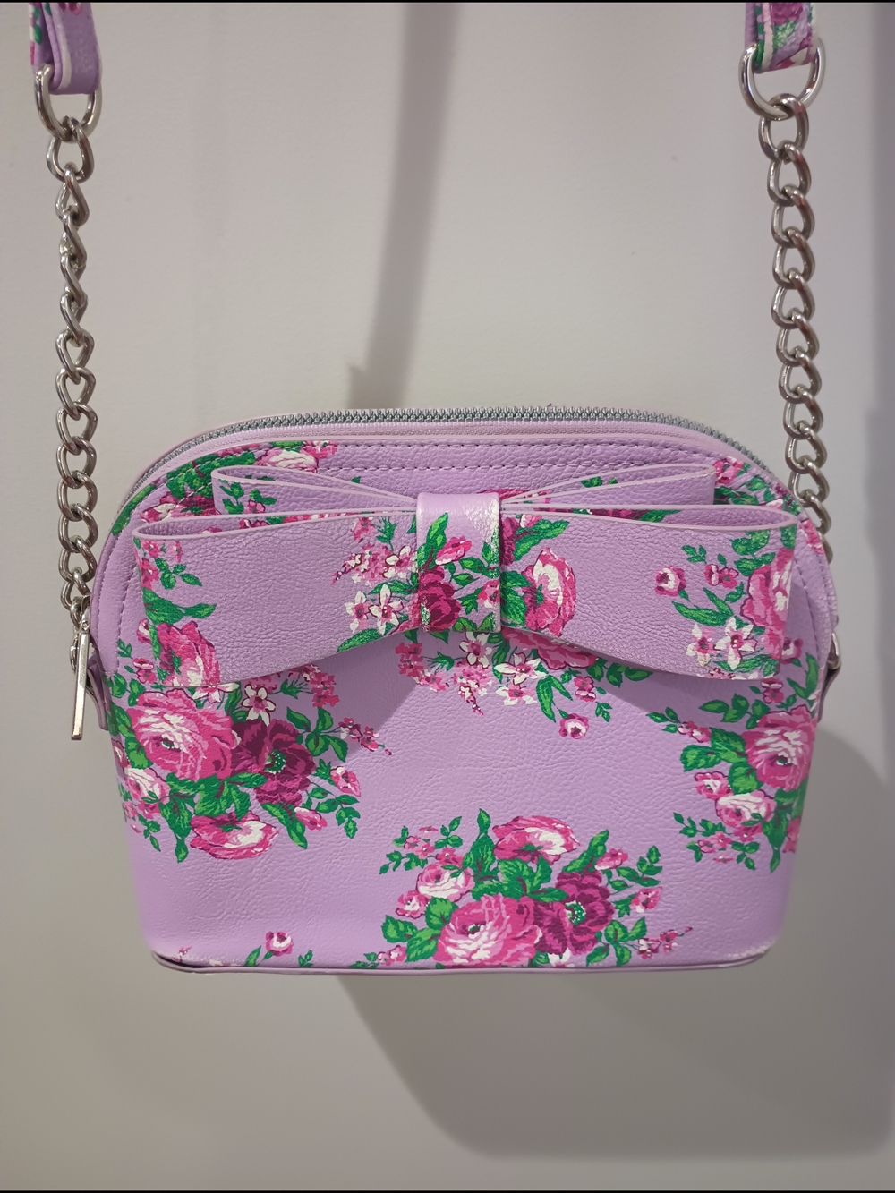 Betsey Johnson Lavendar Floral Bow Crossbody Bag Fairycore Coquette Girlcore